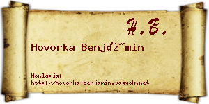 Hovorka Benjámin névjegykártya
