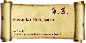 Hovorka Benjámin névjegykártya